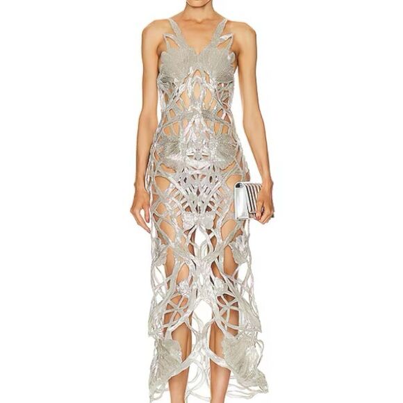 Stunning Silver Cutout Dress - Picture 1 of 5